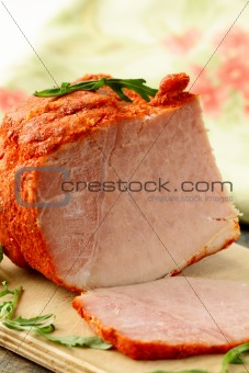 large piece of meat , tasty ham