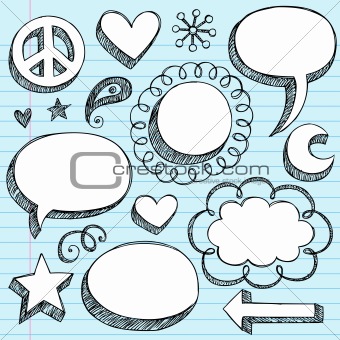 Speech Bubbles Sketchy Doodles Vector