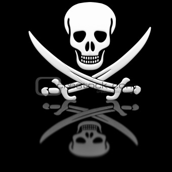 Jolly Roger skull and swords