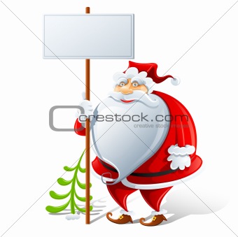 happy Santa Claus with sign