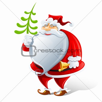 happy Santa Claus with bell