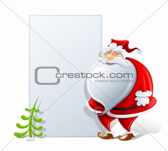 happy Santa Claus with paper