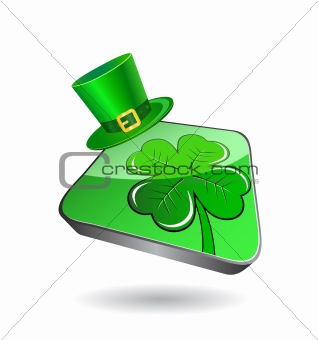 Icon with green clover and patrick's hat