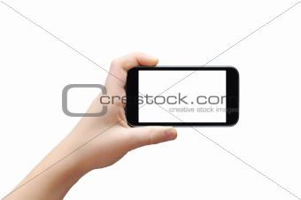 Hand with touchscreen smart phone