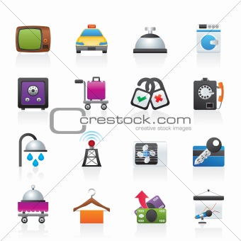 Hotel and motel room facilities icons