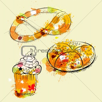 Card with sweets and pretzel