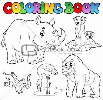 Coloring book zoo animals set 1