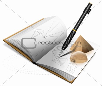 Geometry Book and Pencil
