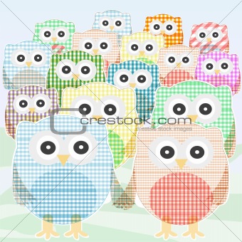 owls Collection cute and colorful. vector