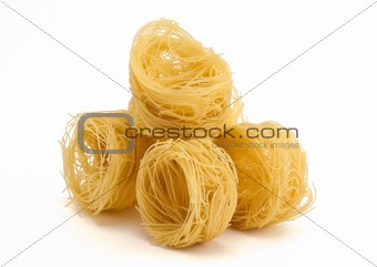 5 folded noodles on white