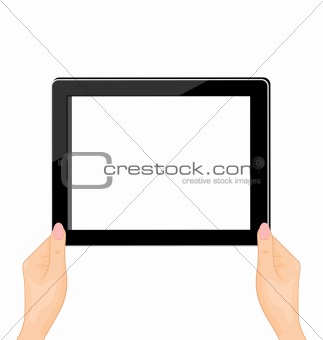 Illustration of the computer tablet in a hand of the woman - hor