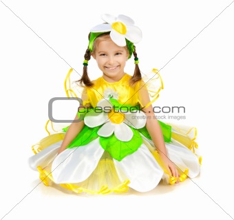 Little girl in camomile costume