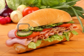 Delicious ham, cheese and salad sandwiches 