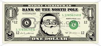 Vector Santa One Dollar Bill