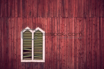 Red wall with window frame