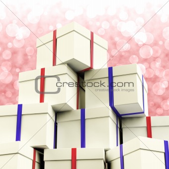 Stack Of Giftboxes With Bokeh Background As Presents For The Family