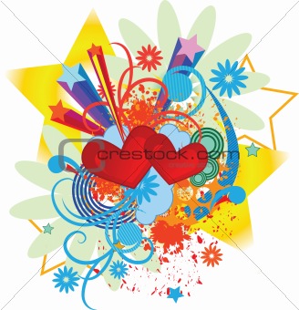 valentine pop-art background with hearts