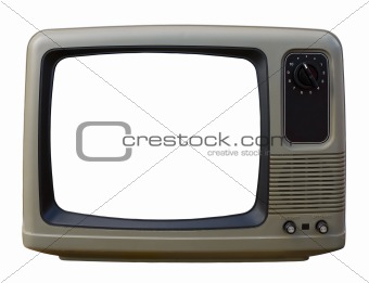Old TV over a white background