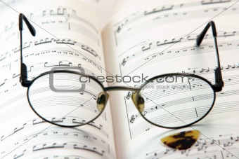 spectacles on book