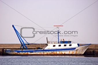 Moored fishing boat
