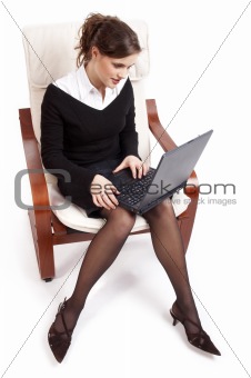 Pretty girl working with laptop