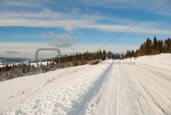 snow mountain winter road 