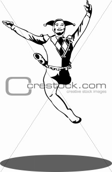 sketch male dancer in the role of a clown