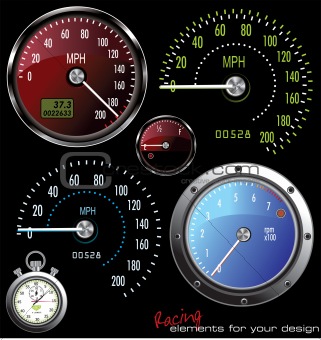 set of vector speedometer