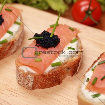 Fingerfood with smoked salmon