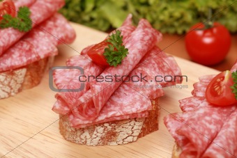 Fingerfood with salami