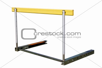An athletics hurdle, isolated on a white background.