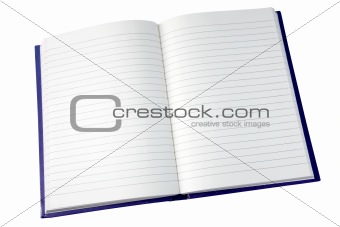 Open pages of a notebook isolated on white.