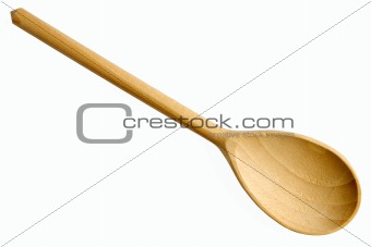 New wooden spoon isolated on a white background.
