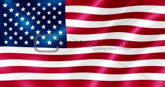 USA flag blowing in the wind illustration.