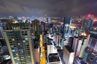 Hong Kong downtown city at night