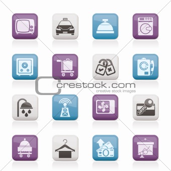 Hotel and motel room facilities icons