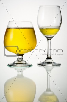 Beer in glasses with reflection