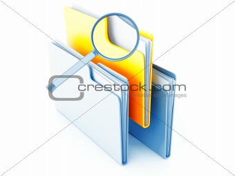 yellow and blue folders with papers