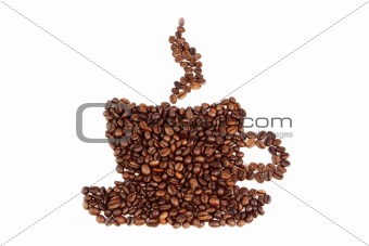 coffee beans in the shape of the cup