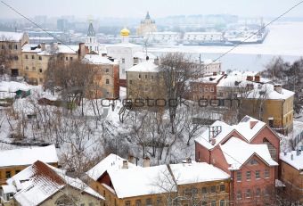 January winter view of Strelka Nizhny Novgorod Russia
