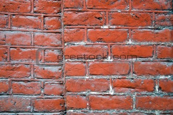 Painted brick wall details architectural fragment 