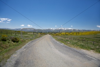 lonely rural road at Gredos mountains