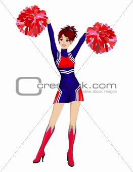 Cheerleader with pom-poms