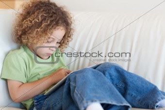 Boy using a tablet computer