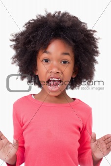 Portrait of a girl screaming