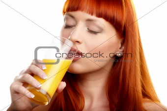 Drinking orange juice