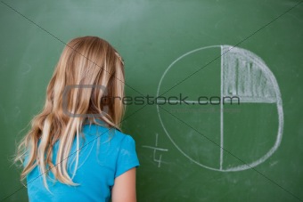 Schoolgirl learning the divisions