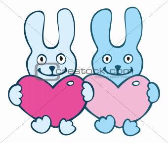 Lovers cartoon  rabbits