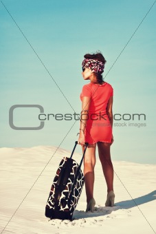 Woman with travel bag