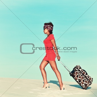 Woman with travel bag